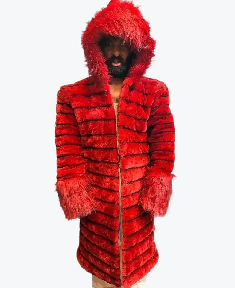 Shop The Blumarine Red Faux Fur Long Coat - Rare Jackets