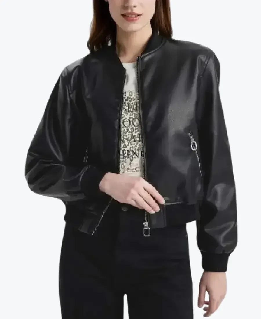 Shop The Womens Black Bomber Leather Jacket - Rare Jackets